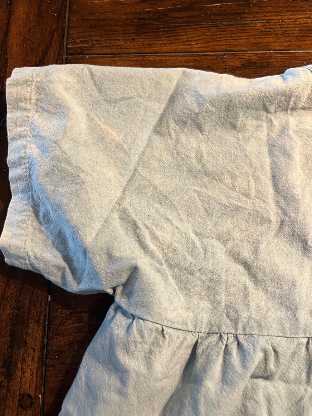 Hey Johanna Handmade & Hand-Dyed Baby Blue Cropped Peplum Button Up Top - Picture 10 of 12